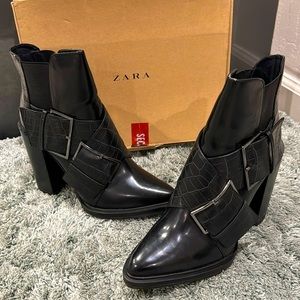 Zara buckled heeled boots
